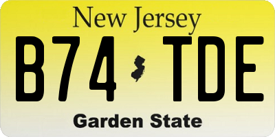 NJ license plate B74TDE