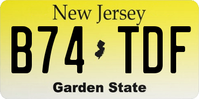 NJ license plate B74TDF