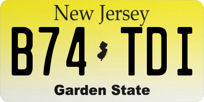 NJ license plate B74TDI