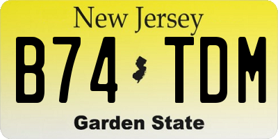 NJ license plate B74TDM