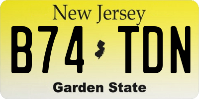 NJ license plate B74TDN
