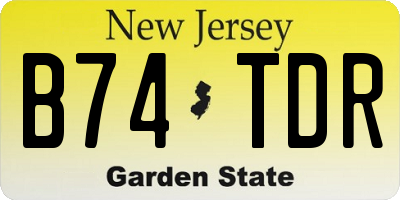 NJ license plate B74TDR