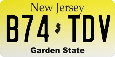 NJ license plate B74TDV