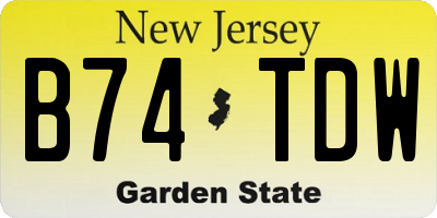 NJ license plate B74TDW