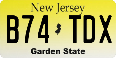 NJ license plate B74TDX