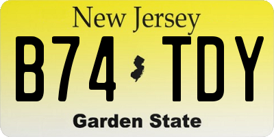 NJ license plate B74TDY