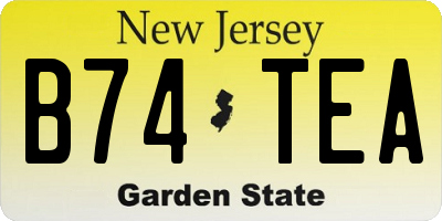 NJ license plate B74TEA