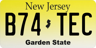 NJ license plate B74TEC