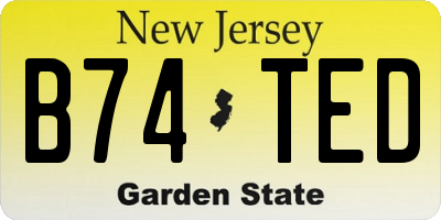 NJ license plate B74TED