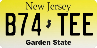 NJ license plate B74TEE