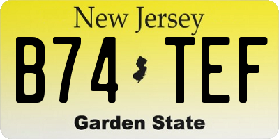 NJ license plate B74TEF