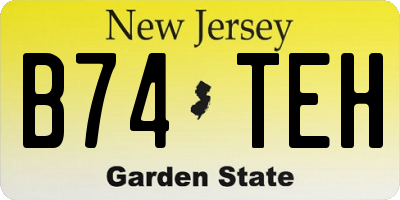 NJ license plate B74TEH