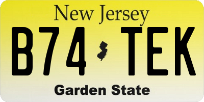 NJ license plate B74TEK