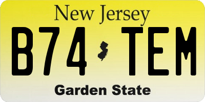 NJ license plate B74TEM