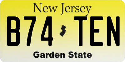 NJ license plate B74TEN