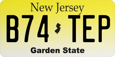 NJ license plate B74TEP