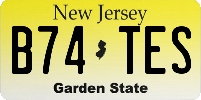 NJ license plate B74TES
