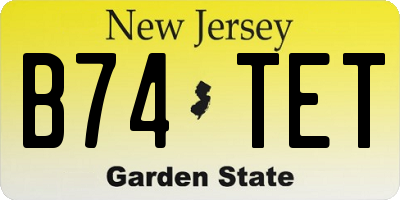 NJ license plate B74TET
