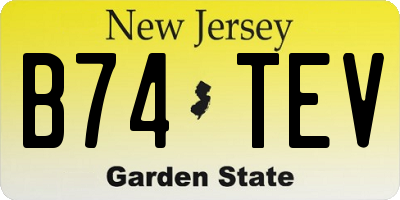 NJ license plate B74TEV