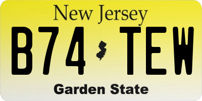 NJ license plate B74TEW