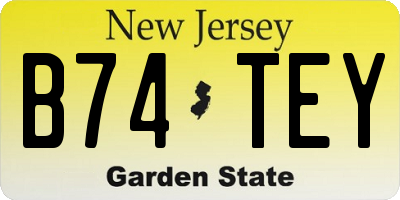 NJ license plate B74TEY