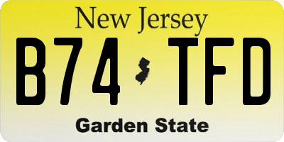 NJ license plate B74TFD
