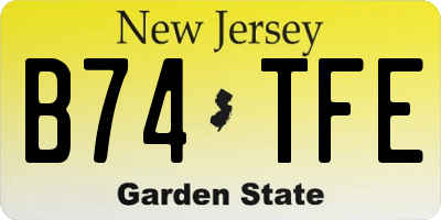 NJ license plate B74TFE