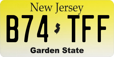 NJ license plate B74TFF