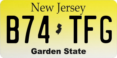 NJ license plate B74TFG