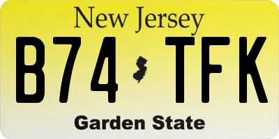 NJ license plate B74TFK