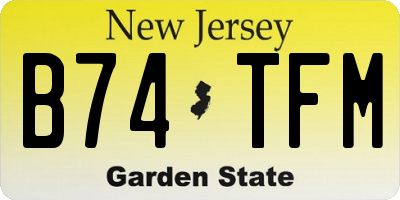 NJ license plate B74TFM