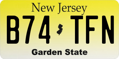 NJ license plate B74TFN