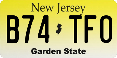 NJ license plate B74TFO