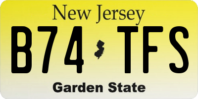 NJ license plate B74TFS