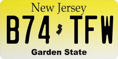 NJ license plate B74TFW
