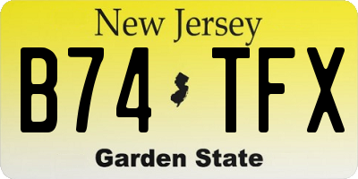 NJ license plate B74TFX
