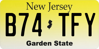 NJ license plate B74TFY
