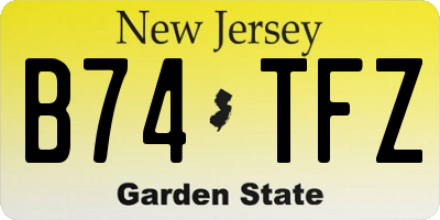 NJ license plate B74TFZ