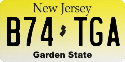NJ license plate B74TGA