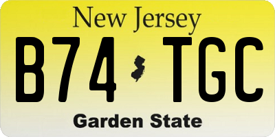 NJ license plate B74TGC