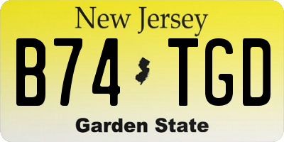 NJ license plate B74TGD