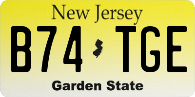 NJ license plate B74TGE