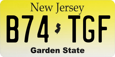 NJ license plate B74TGF