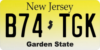 NJ license plate B74TGK
