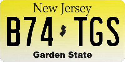 NJ license plate B74TGS