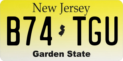 NJ license plate B74TGU