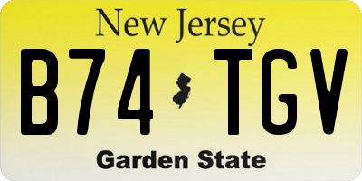 NJ license plate B74TGV