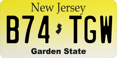 NJ license plate B74TGW