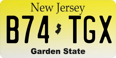 NJ license plate B74TGX