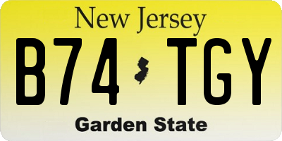NJ license plate B74TGY